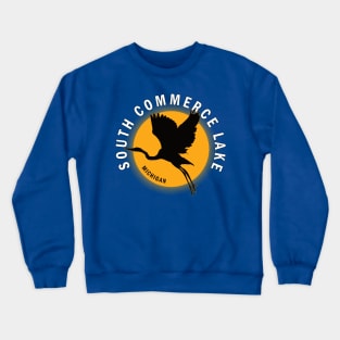 South Commerce Lake in Michigan Heron Sunrise Crewneck Sweatshirt